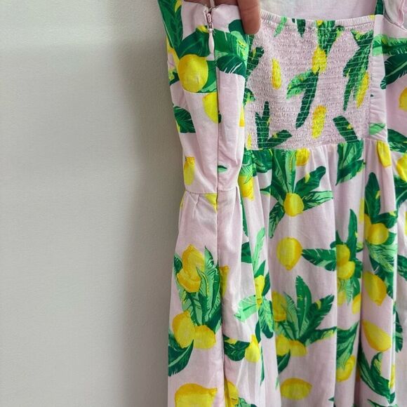 J. Crew Factory Women’s Plus Size Pink Lemon Novelty Printed Sleeveless Midi Dre - Picture 11 of 15